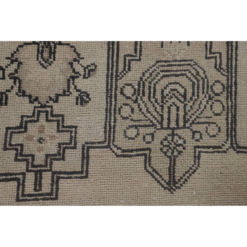 Distressed Orange Tabriz Persian Vintage Rug Hand-Knotted Wool Carpet - 6'8"x 9'7"
