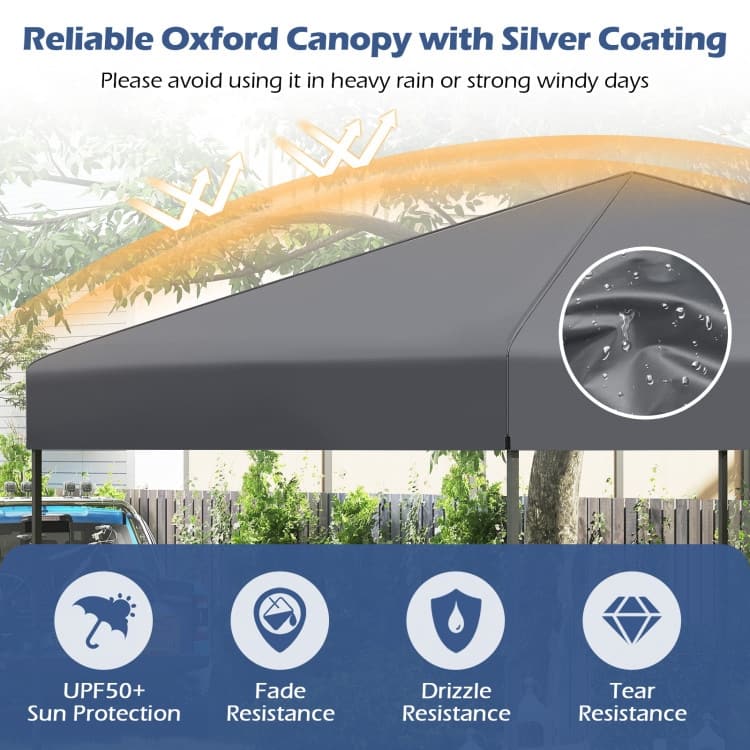 Oxford Fabric Metal Pop Up Canopy Tent with Bag and Adjustable Height