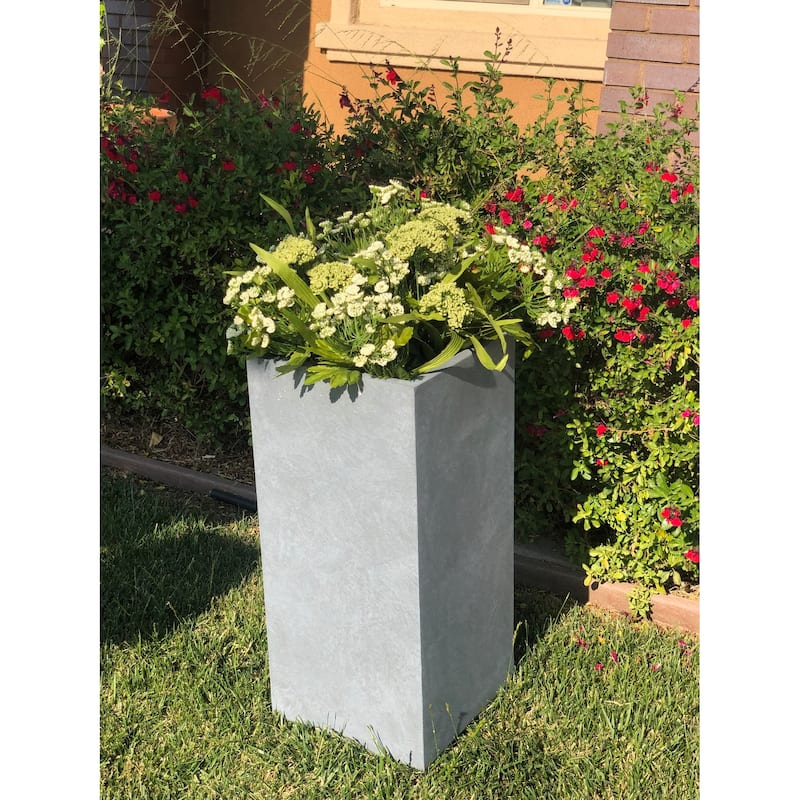Durx-litecrete Lightweight Concrete Cement Color Tall Planter-Large - 13.8'x13.8'x27.8'