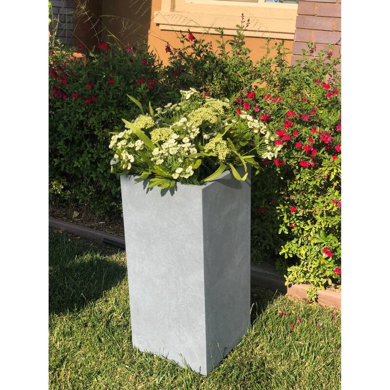 Durx-litecrete Lightweight Concrete Cement Color Tall Planter-Small - 8.7'x8.7'x19.9'