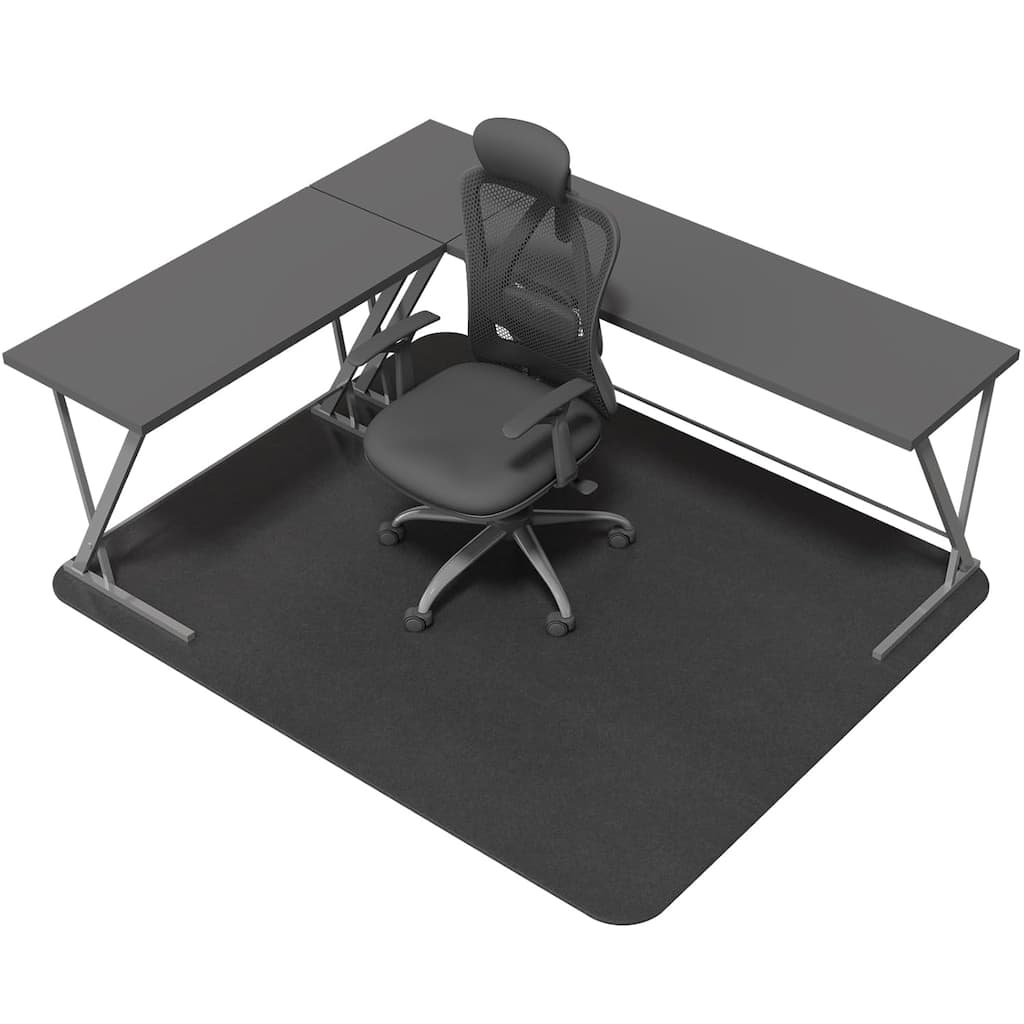 Slip-Resistant Heavy Duty Chair Mat for Hardwood Floors - 30"x55" Black Under Desk Protector