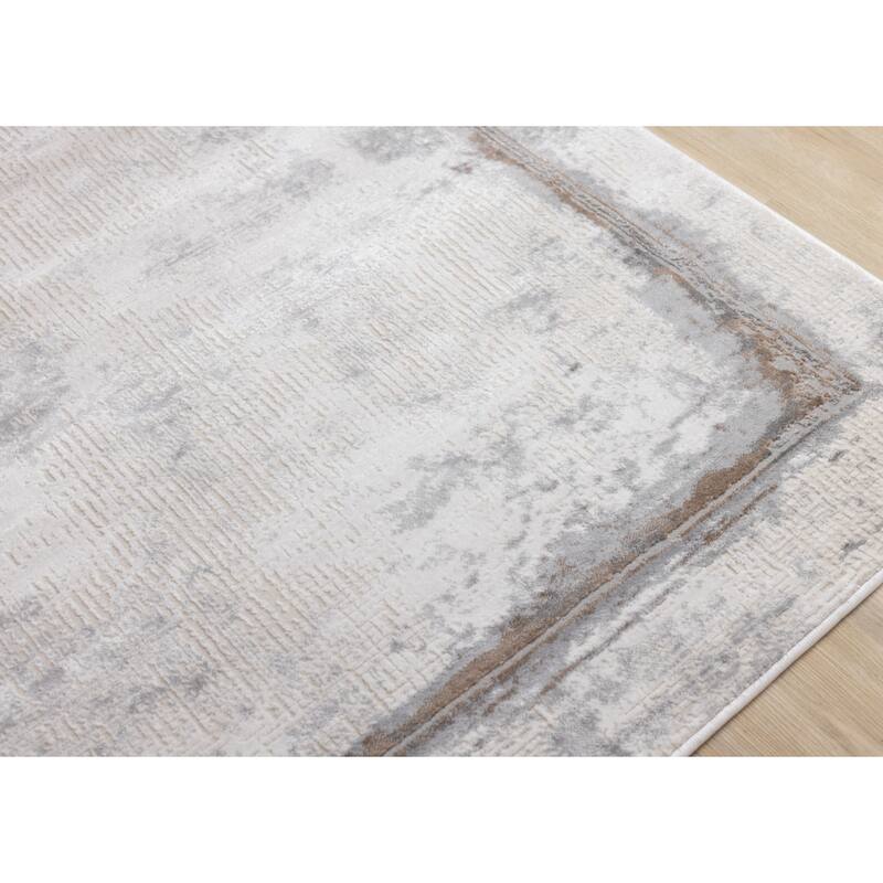 London Collection - Grey Cream Beige Border Indoor Area Rug