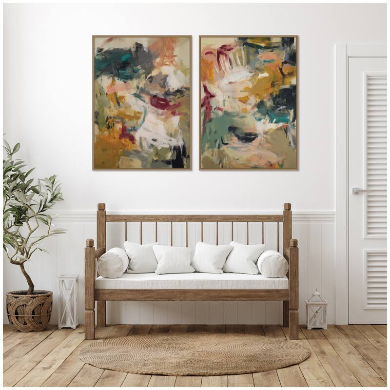 Kate and Laurel Painted Storm No. 1 & No. 2 2 Piece Framed Canvas Wall Art Set by Amy Lighthall