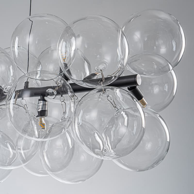Modern 42" Large Glass Sputnik Bubble Chandelier Cluster Smoked Linear Chandelier
