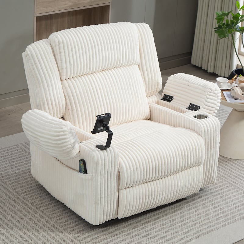 Oversized 270° Swivel Rocker Recliner Chair with Adjustable Headrest & Infinite Position