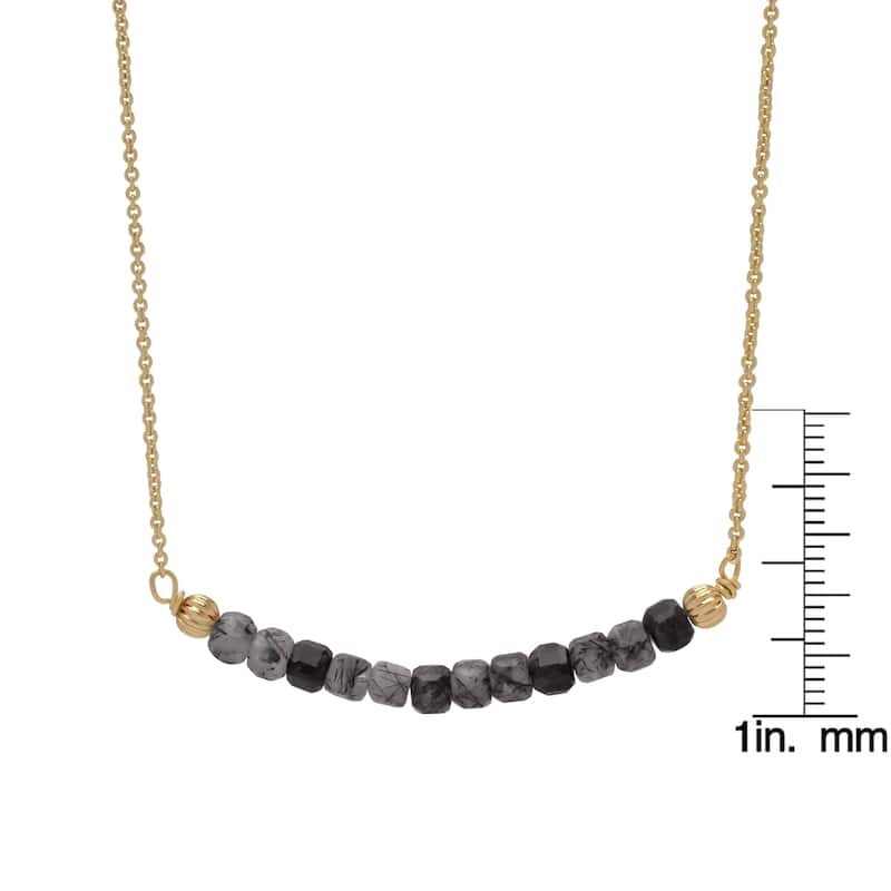 Victoria Townsend Gold Plated Black Marble Crystal Barcode Necklace