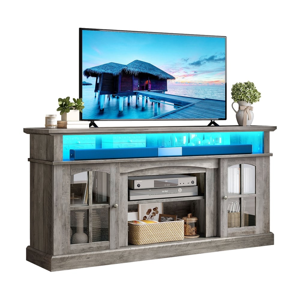 Moasis Farmhouse 65" Highboy LED TV Stand, Entertainment Center Media Console for TV up to 65"