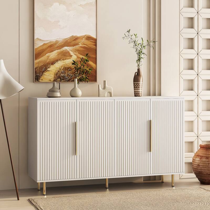 Stylish Fluted Sideboard Buffet with Spacious Storage for Home or Office