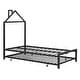 preview thumbnail 5 of 16, Black Twin Size Metal Platform Bed with Trundle and House-Shaped Headboard