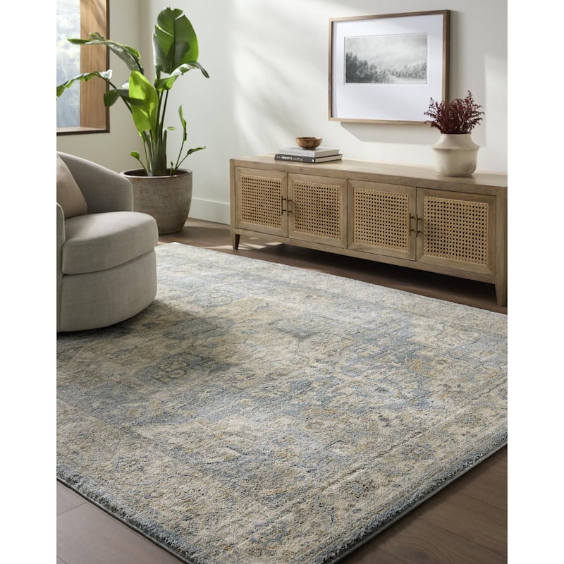 Livabliss Avellino Traditional Area Rug - 10' x 14' - Light Beige/Pale Blue - Rectangle