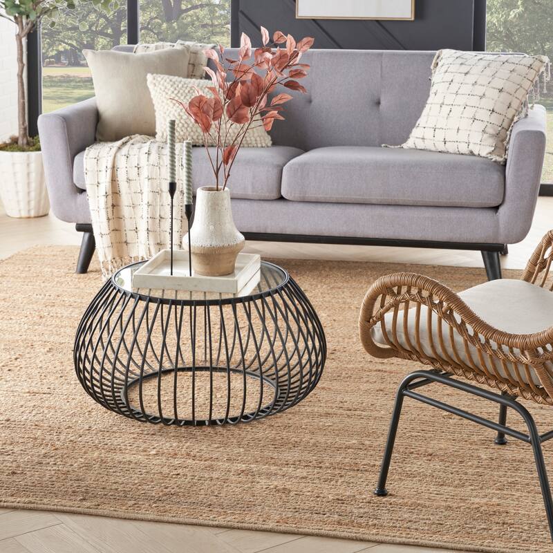 Nourison Natural Jute Indoor only Solid Area Rug - 8' x Square - Natural