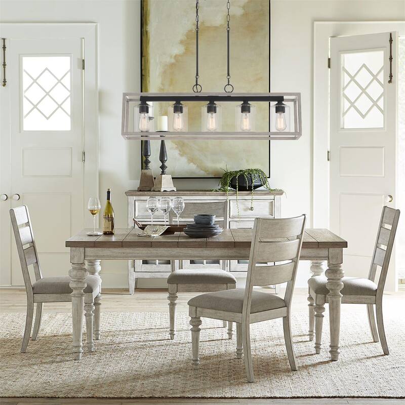 Allegray 5-light Farmhouse Rectangle Linear Chandelier for Dining Room