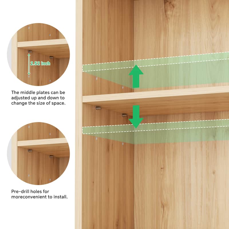 80"H Tall 6-Tier Bookcase With 2 Adjustable Shelves，Modern Open Storage Shelf for Home Office and Bedroom