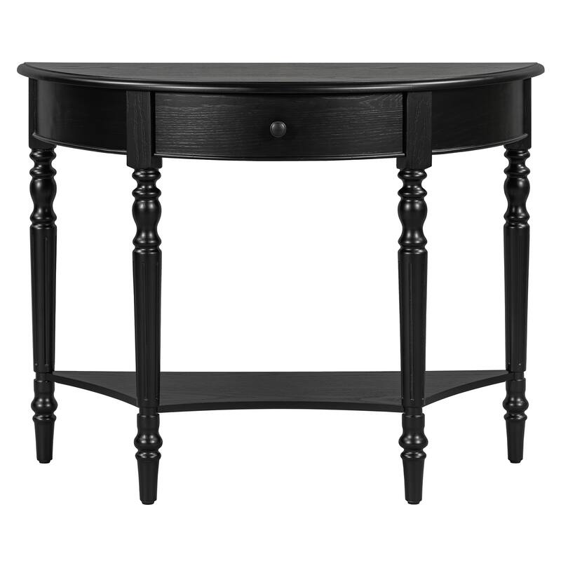 Half-Moon Farmhouse Console Table with Drawer & Shelf by Harper&Bright Designs