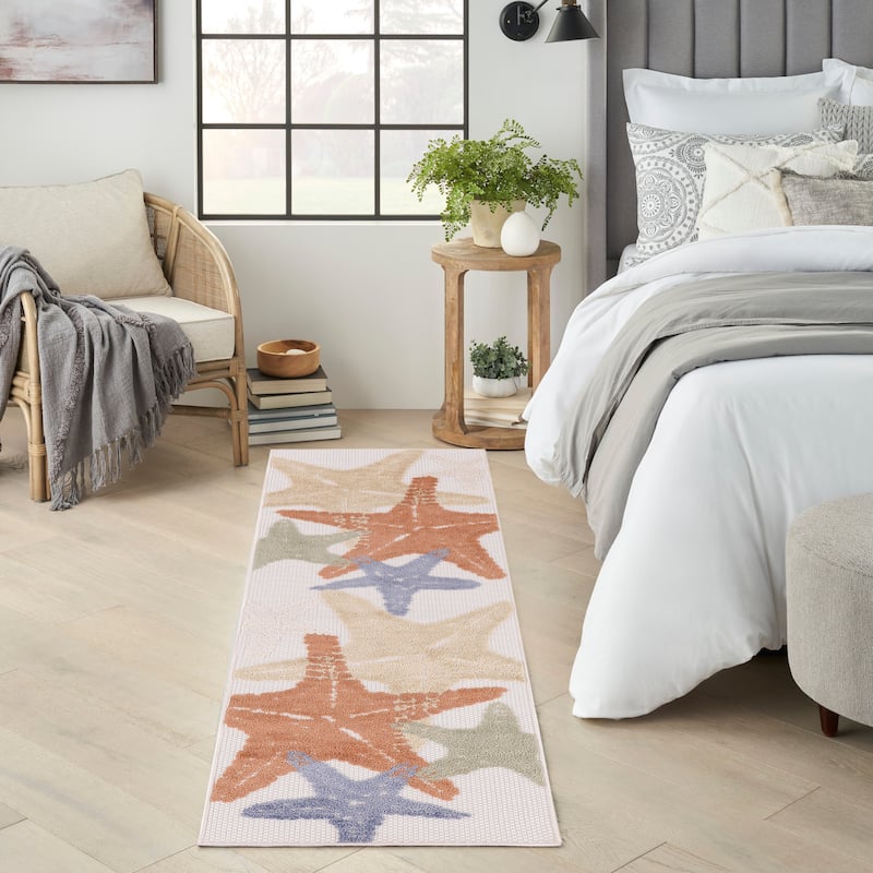 Aloha Coastal Starfish Beach Indoor/Outdoor Area Rug