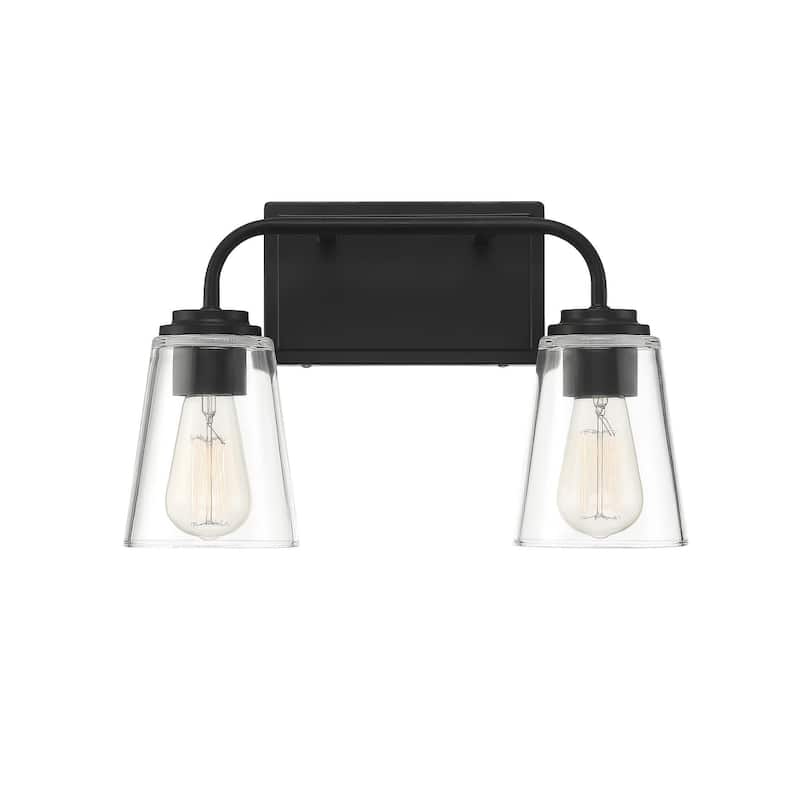 Meridian M80043 2 Light 15" Wide Bathroom Vanity Light with Tapered - Matte Black