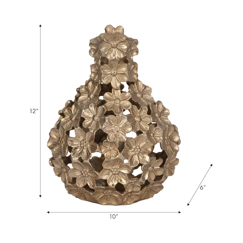 Aluminum Decorative Vase Floral Openwork Design Glam Style Modern