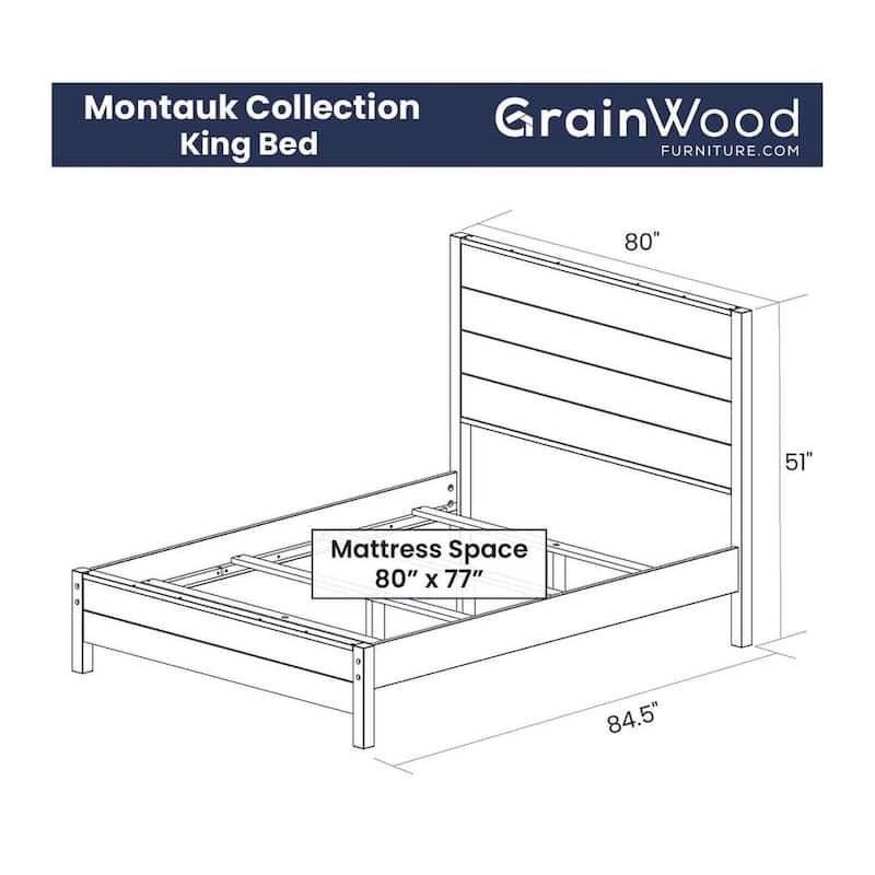Grain Wood Furniture Montauk Distressed Solid Wood Panel Bed