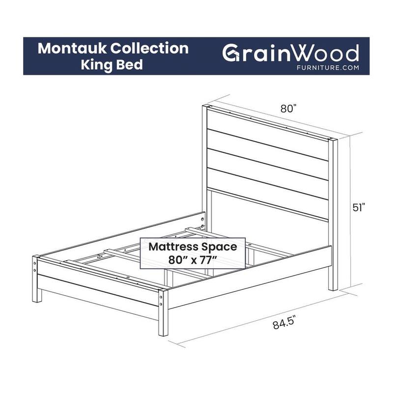 Grain Wood Furniture Montauk Distressed Solid Wood Panel Bed