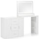 preview thumbnail 8 of 7, 59" White Makeup Vanity Desk with Mirror Lights Drawers Cabinets Shelves