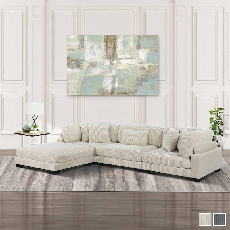 Braidy Corduroy 4-Piece Modular Sectional with Ottoman
