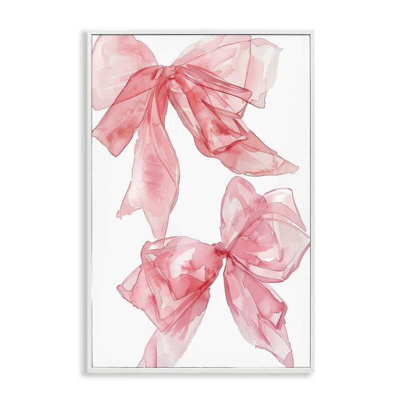 Stupell Sheer Pastel Pink Bows Framed Giclee Art Design By LSR Design Studio - 12 x 18 - White