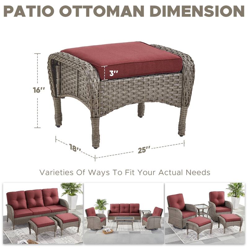 Outdoor Patio 3 Seats Sofa Ottmans Grey - Red