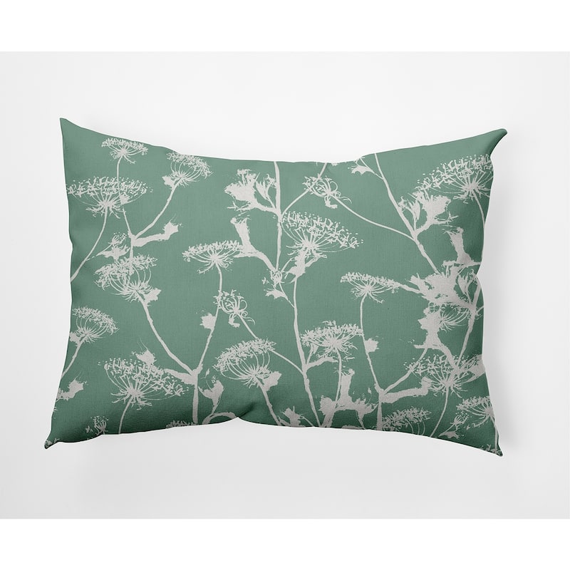 Windy Blossom Faux Linen Pillow - 14" x 20" - Green