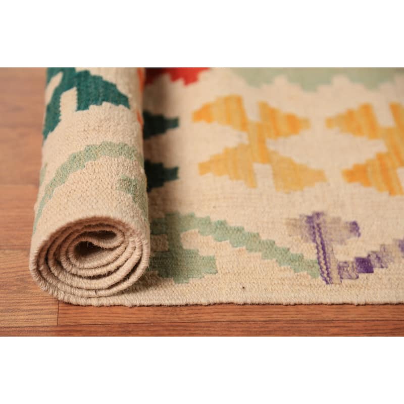 Southewestern Style Kilim Oriental Large Rug Hand-Woven Wool Carpet - 10'1"x 16'4"