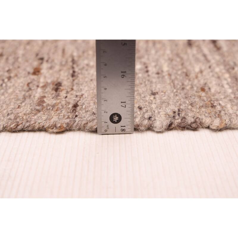 ECARPETGALLERY Flat-Weave Nevada Taupe Wool Kilim - 7'10 x 10'0