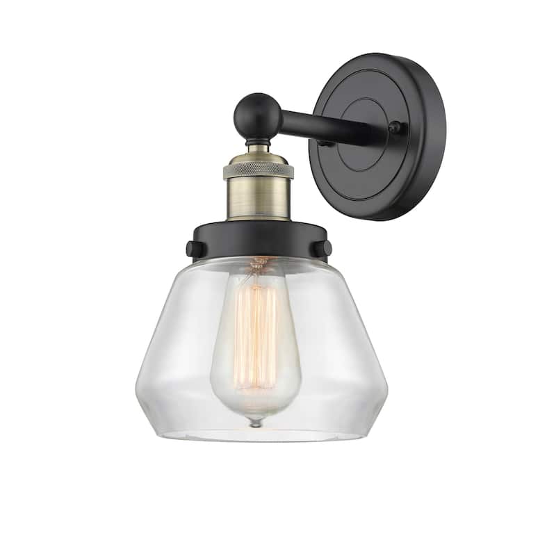 Innovations Lighting 616-1W-10-7 Fulton Sconce Fulton 10" Tall Wall - Black Antique Brass / Clear
