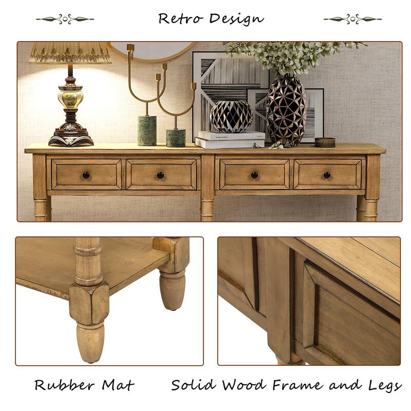 Console Table Sofa Table with Two Storage Drawers,Bottom Shelf for Living Room,Entryway