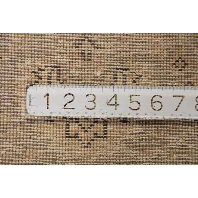 Geometric Tabriz Persian Area Rug Handmade Beige Wool Carpet - 7'8"x 11'3"