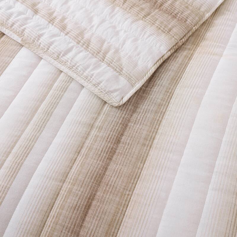 Tommy Bahama La Prisma Stripe Texture Reversible Cotton Bedding (Beige, 3 Piece Set)