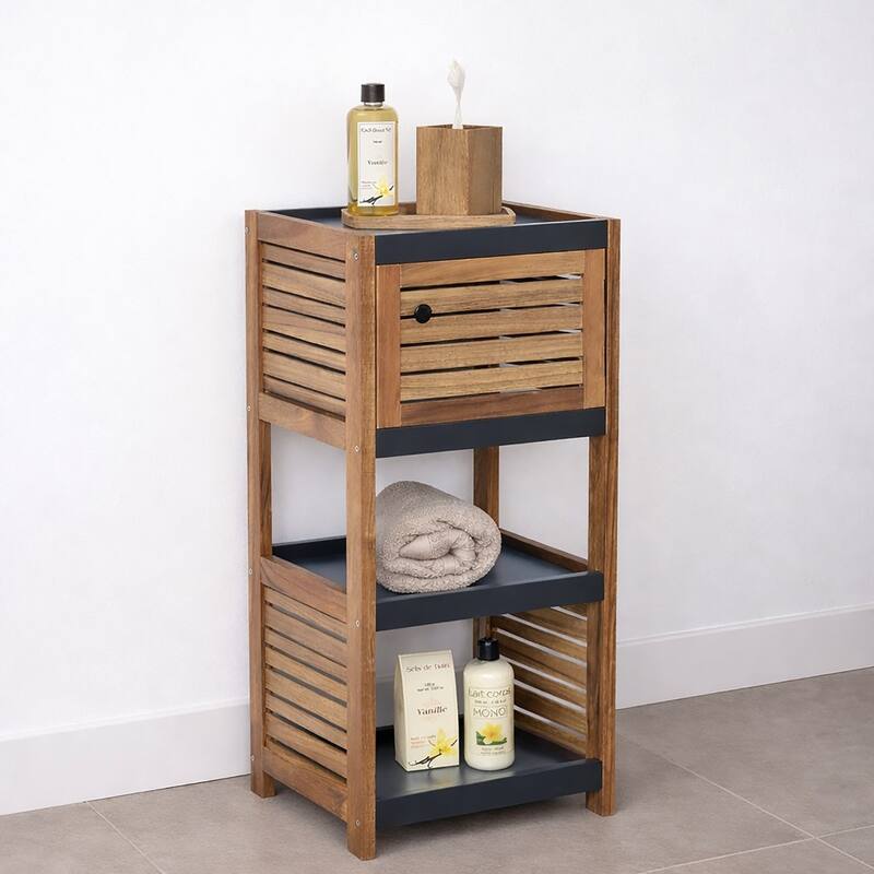 Compact Bathroom Storage Cabinet with Open Shelves - 14.5"L x 11 3/4"W x 32 6/8"H