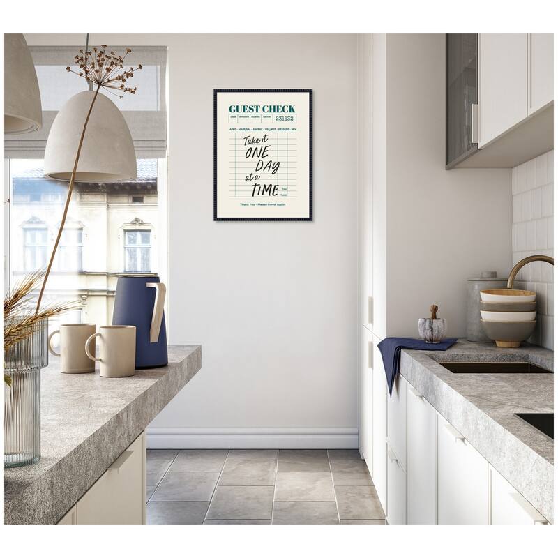 Kate and Laurel Guest Check One Day At A Time by The Creative Bunch Studio Framed Canvas Wall Art Print