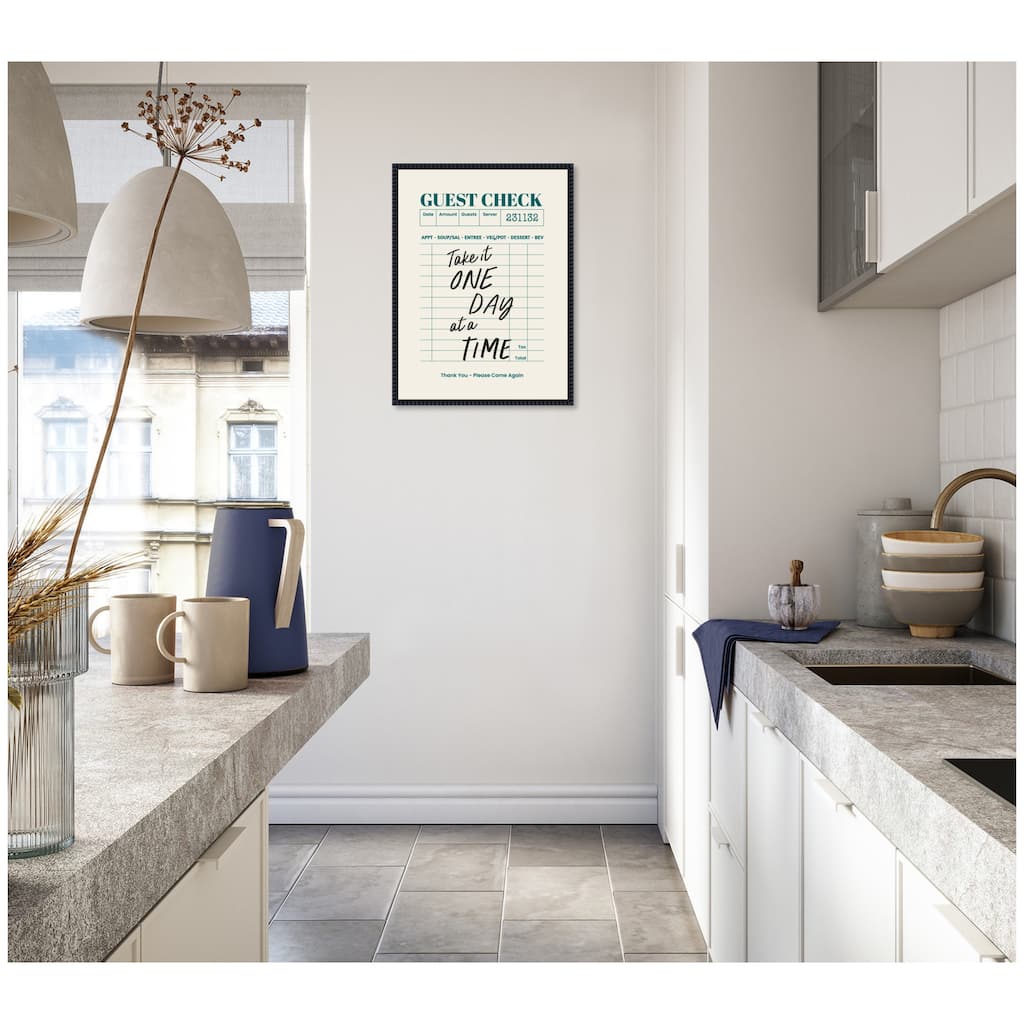 Kate and Laurel Guest Check One Day At A Time by The Creative Bunch Studio Framed Canvas Wall Art Print