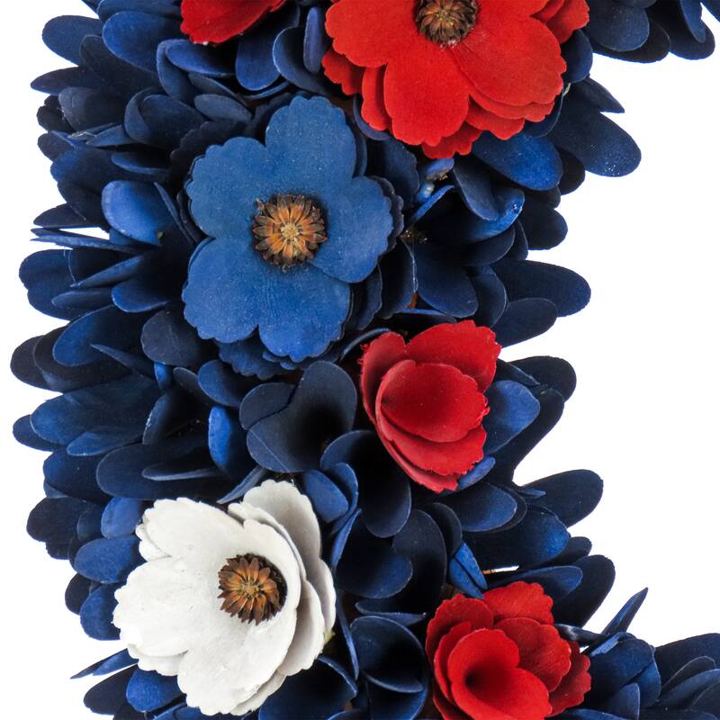 20" Red, White and Blue Floral Wreath