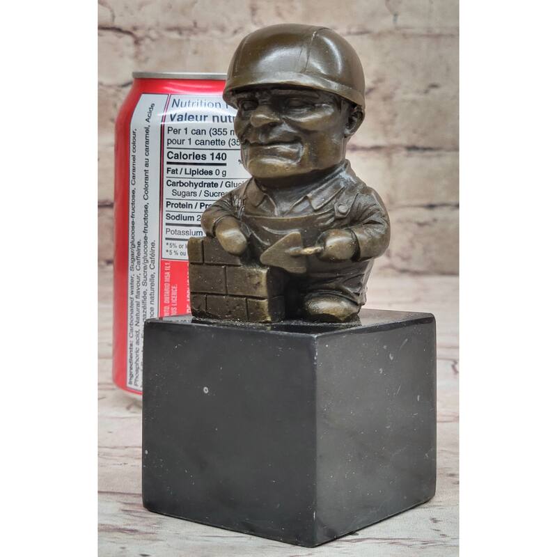 Construction Worker Bricklayer Builder Contractor Bronze Statue Gift Figurine Bookend 5.5 Inches 2.5 Inches