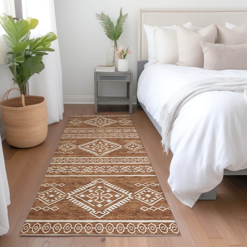 Premium Washable Super Soft Boho Globe Mayfield Rug - Paprika - 2'3" x 7'6"