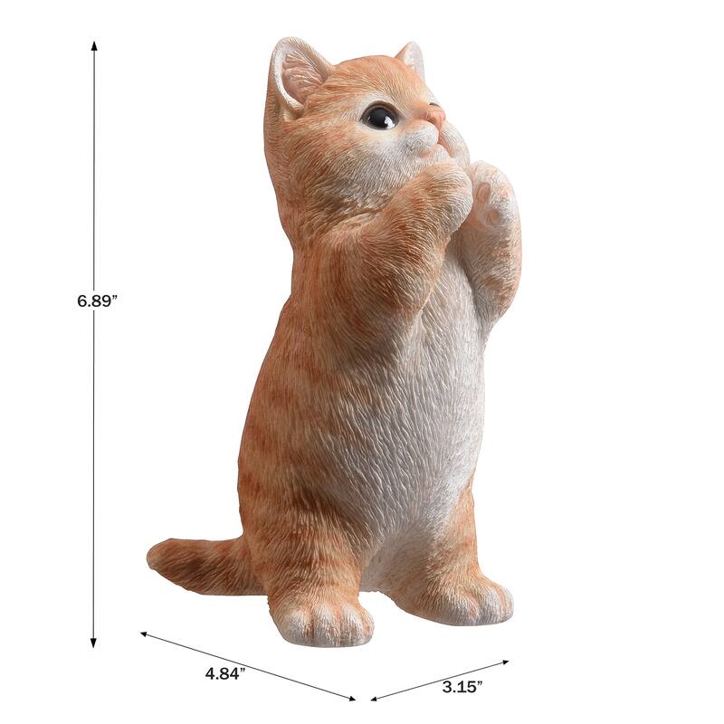 7" H Orange Tabby Cat Praying
