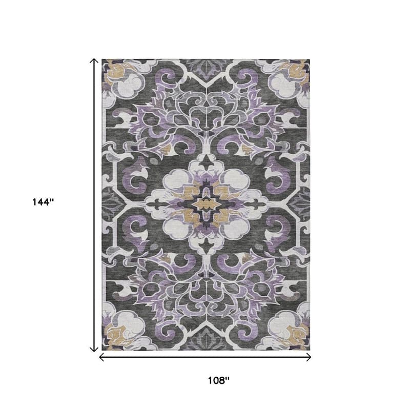 HomeRoots Damask Traditional Rectangle Outdoor Rug