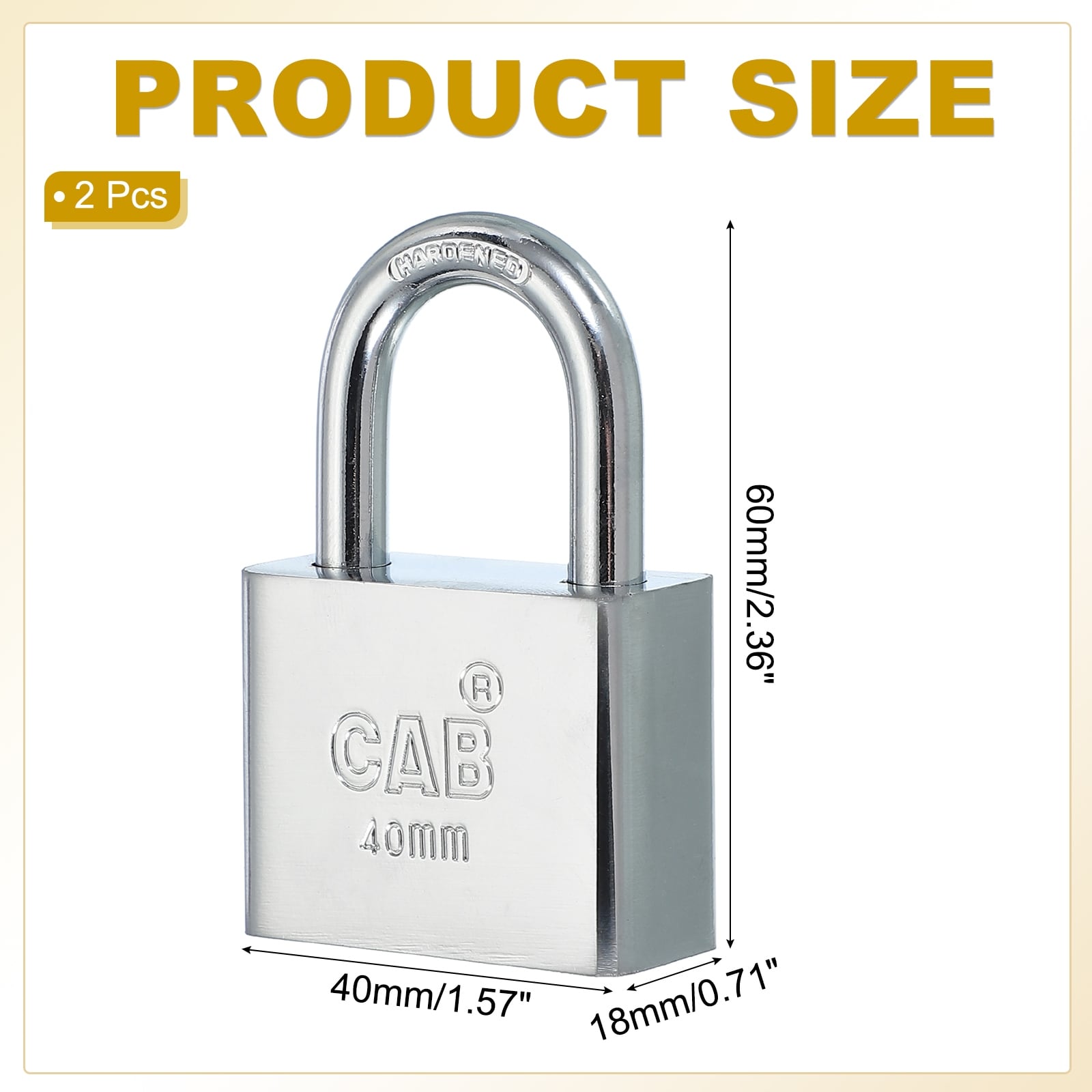 Pin Tumbler Padlocks, Keyed Different Lock Stainless Steel Padlocks Harden Shackle with Keys - Silver