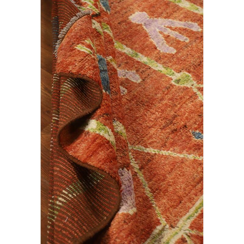 Moroccan Oriental Area Rug Handmade Geometric Wool Carpet - 6'9" x 9'9"