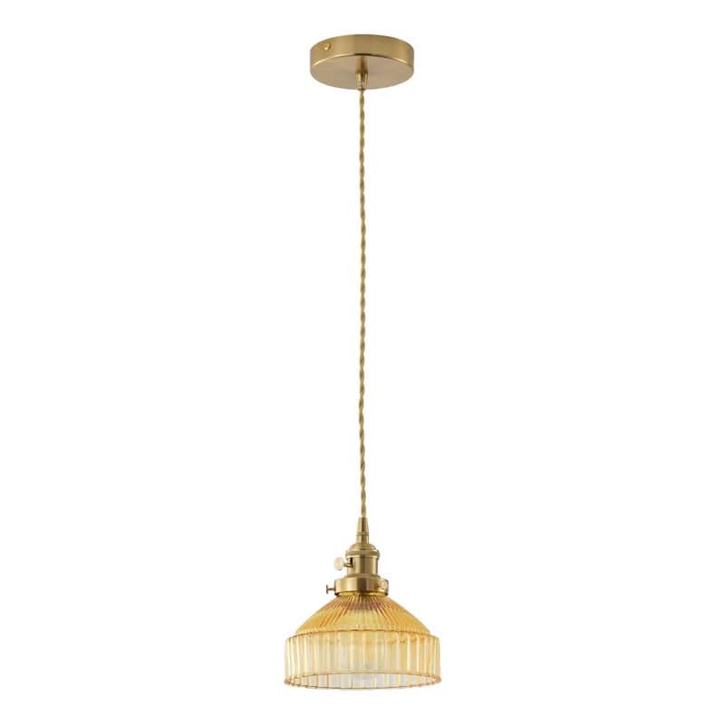 Modern 1-Light Golden Tea Glass Pendant Light with Electroplated Brass Finish for Kitchen Island, Dining Room & Foyer