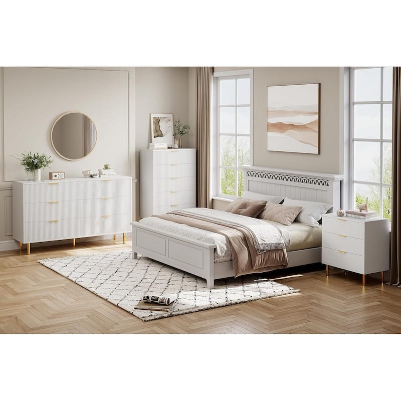 5 Drawer Dresser for Bedroom with Gold Handle and Large Drawer