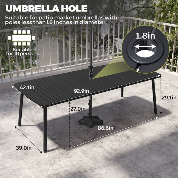 dimension image slide 1 of 6, Pellebant Patio Dining Table Rectangular Aluminum Outdoor Table