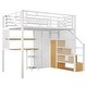 preview thumbnail 9 of 14, White Full Metal Loft Bed with Wardrobe, Desk & Storage Shelves