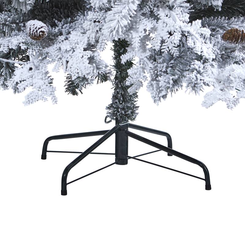 8' Flocked Montana Down Swept Spruce Artificial Christmas Tree with Pinecones and 500 LED Lights