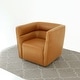 preview thumbnail 2 of 2, Willa Mid-Century Modern Upholstered Swivel Chair in Vegan Tan Leather